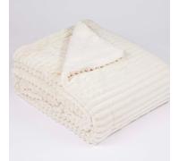 Burrito Blanco | Manta Color Beige 059 | Manta 230x240 cm (+ Medidas Disponibles) | Doble Cara: Nacarina y Borreguito | Manta para Cama Doble