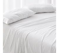 Burrito Blanco │ Sábana Bajera 105x190/200 cm │ Cama de 105 cm (+ Medidas Disponibles)│ Tejido de algodón 100%, Calidad percal, 180 Hilos │ Colección coordinable en 6 Colores │ Diseño 400 Blanco