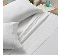 Burrito Blanco | Sábanas Algodón Bordadas | para Cama de 105 cm (+Medidas Disponibles) | Sábanas Blancas Algodón percal 200 Hilos | Color 400 Blanco