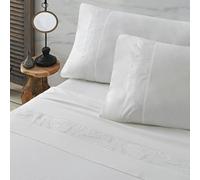 Burrito Blanco | Sábanas Algodón Bordadas | para Cama de 200 cm (+Medidas Disponibles) | Sábanas Blancas Algodón percal 200 Hilos | Color 401 Blanco