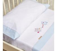 Burrito Blanco | Sábanas coralina Cuna Bordadas 911 Azul | para Minicuna de 50 cm (+ Medidas Disponibles) | Sábanas bebé