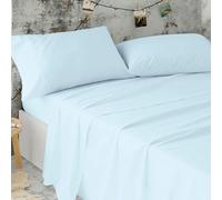 Burrito Blanco Sábanas de Hostelería | Juego de Sábanas 120x190/200 | Ropa de Cama Algodón/Poliéster | Fácil Planchado | Color Azul | Disponible en Más Medidas