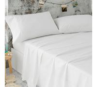 Burrito Blanco Sábanas de Hostelería | Sábanas 180x197+27 | Juego de Sábanas de Matrimonio | Ropa de Cama Algodón/Poliéster | Fácil Planchado | Color Blanco | Disponible en Más Medidas