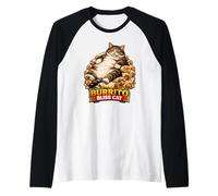 Burrito Bliss, Divertido Meme de Comida, diseño de Humor para Gatos Camiseta Manga Raglan