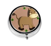 Burro de dibujos animados. Este pequeño pastillero redondo de viaje de tres compartimentos es perfecto para almacenar medicamentos diarios, vitaminas y sobre la marcha.