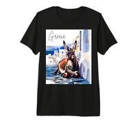 Burro de la Isla Griega en el Pueblo Griego Tradicional Santorini Camiseta Premium
