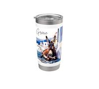 Burro de la isla griega en el pueblo griego tradicional Santorini Vaso térmico de acero inoxidable de doble pared