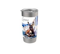 Burro de la isla griega en el pueblo griego tradicional Santorini Vaso térmico de acero inoxidable de doble pared