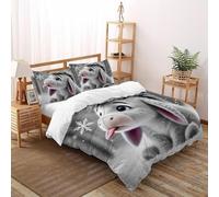 Burro de Nieve Juego De Funda para Edredón 3 Piezas 3D Impresa Animal Theme Fauna Silvestre con Cremallera Y Funda De Almohada Super King（260x220cm） Microfibra Juego De Ropa De Cama para