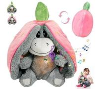 Burro de peluche respirable, ayuda a dormir para bebés con música y 4 modos de tranquilidad, peluche con respiración para el nacimiento del bebé recién nacido