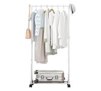 Burro De Ropa, Tendedero Perchero, Perchero De Metal Con Ruedas, Perchero Doble, Un Solo Poste, Ahorradores De Espacio, Soporte Multifuncional Para Ropa Para Apartamento Y Balcón, Blanc