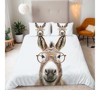 Burro Funda Nordica Cama 90 Infantil Lindo Animal Burro Funda Edredon 135x200 cm y 2 x Fundas de Almohada de 50x75 cm Suave Microfibra Juego de Ropa de Cama Fundas Nórdica