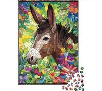 Burro Mosaico Puzzle de 1000 Piezas Papel Puzzle para Adultos Diseño Floral Colorido Antiestrés Puzzle para Toda la Familia Decoración Regalo 38x26cm/1000pcs