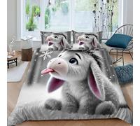 Burro Nieve Funda Edredon 3 Piezas con Impresión En 3D Winter ForestAnimal con 2 Fundas De Almohada King（220x240cm） 100% Microfibra Ropa De Cama para Adultos Y Niñas