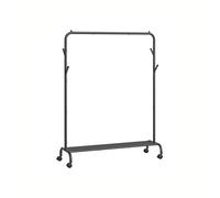 SONGMICS Burro para Ropa, con Ruedas, Perchero Burro con Barra, Estructura de Tubo de Acero, Carga Máx. De 50 kg, Ancho de 103,5 cm, Almacenaje Multifuncional, Negro HSR131B01