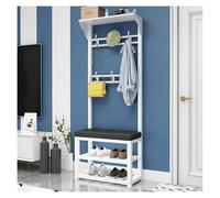 Burro Ropa, Perchero de ropa, Burro Perchero, Perchero de entrada 4 en 1 con ganchos y barra for colgar con banco y almacenamiento de zapatos, for sala de estar, dormitorio y oficina(A,60CM)