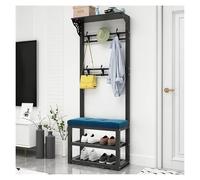 Burro Ropa, Perchero de ropa, Burro Perchero, Perchero de entrada 4 en 1 con ganchos y barra for colgar con banco y almacenamiento de zapatos, for sala de estar, dormitorio y oficina(F,100CM)