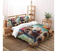 Burro Sonriente Juego De Cama Tamaño De Microfibra Animales Fundas De Edredón Lavables 3 Piezas - 2 Funda De Almohada(50 * 75) Double（200x200cm）