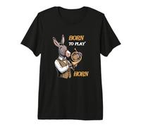 Burro Tocando Cuerno Orquesta Cuerno Cuerno soplador música soplada Cuerno del Bosque Camiseta Premium