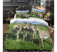 Burros en primer plano Funda de Edredón Diseño 3D 3 Piezas Microfibra Suave Cremallera Oculta incluye Fundas de Almohada Transpirable Pastoral Funda Edredon for niños y niñas Double（200x200cm）