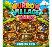Burrow Village Tales Coloring Book with Cozy Underground Homes, Cute Woodland Animals, Peaceful Garden Rooms, and Whimsical Village Life