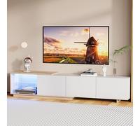 BursDany - Mueble de TV extensible (163-240 cm, armario bajo moderno con 3 cajones y LED, mesa de televisión para TV de hasta 65 pulgadas, color blanco