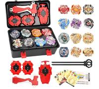 Burst Turbo Blade - Peonza de combate 12 en 1, peonza de combate 4D Bey Metal Fusion Se-t con 3 lanzadores de ráfagas y caja de almacenamiento, Bur-st Krei-sel Battle Se-t para niños regalo de