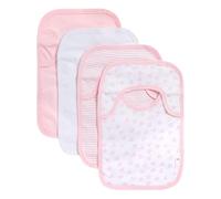 Burt's Bees Baby - Baberos unisex para bebé, hombros vueltos, Variedad rosa, 4-Paquete