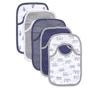 Burt's Bees Baby Baberos unisex para bebé, paños de baba de hombro, Elefantes errantes, 5-Pack