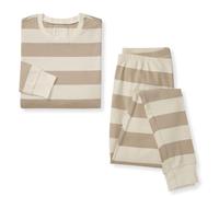 Burt's Bees Baby Pijama de algodón orgánico para Mujer, Conjunto de Pijama de Rayas de Rugby Mommy & Me, Rayas de Rugby de Avena, M