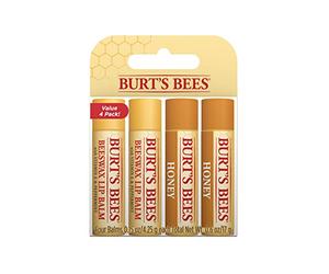 Burt's Bees Paquete múltiple de bálsamo labial, bálsamo labial hidratante con cera de abejas y miel, paquete económico, 4 x 4,25 gramos