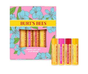 Burt's Bees Set de regalo de bálsamo labial, cera de abejas, fresa, piña tropical, pitahaya y limón, In Full Bloom, 4 x 4,25 gramos