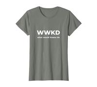 Burt's Shirts:WWKD Shirt¿Qué haría Keanu Camisa? Camiseta, Mujer, Verde Militar Jaspeado, XS