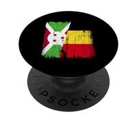 Burundi Bélgica Media Bandera Burundi Belga Jersey PopSockets PopGrip Adhesivo