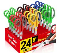 BURVAGY 24-Pack 8" All Purpose Heavy Duty Sharp Scissors Bulk for Office School Home Stainless Steel Blades Safety Soft Grip Handles,Right/Left Handed Scissors
