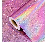 Burymento Rollo de papel de regalo rosa de 17 pulgadas x 32.8 pies, 1 rollo de papel de regalo holográfico metálico para Navidad, cumpleaños, boda, baby shower, día de San Valentín, 46.5 pies