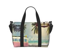 Bus Beach Seaside Scene - Bolsa de transporte para llevar durante la noche, bolsa de viaje para artículos personales, para viajes, gimnasio, deportes, fin de semana, Black, Talla única