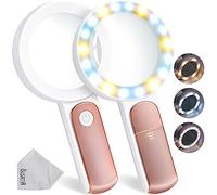 BUSATIA Lupa de 30X, 18 LED lupa de mano con 3 modos de iluminación, lente de gran claridad, lente doble de cristal para personas mayores, joyeros, manualidades, libros con paño para lentes.