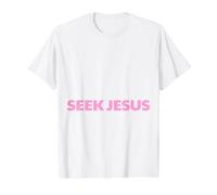 Busca a Jesús, Pero Primero Déjame Agradecer a Dios, Salva, Cristi Camiseta gráfica económica, Hombre, Blanco, M