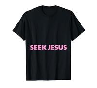 Busca a Jesús, Pero Primero Déjame Agradecer a Dios, Salva, Cristi Camiseta gráfica económica, Hombre, Negro, L