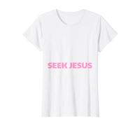 Busca a Jesús, Pero Primero Déjame Agradecer a Dios, Salva, Cristi Camiseta gráfica económica, Mujer, Blanco, L