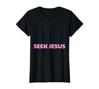 Busca a Jesús, Pero Primero Déjame Agradecer a Dios, Salva, Cristi Camiseta gráfica económica, Mujer, Negro, XL