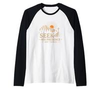 Busca Su Presencia No Cosas Montañas Cristianas Camiseta Manga Raglan