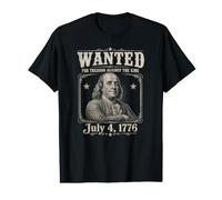 Buscado por traición Divertido 4 de Julio Ben Franklin Camiseta gráfica económica