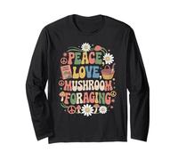 Buscador de setas 60s 70s Retro Peace Love Buscando hongos Manga Larga