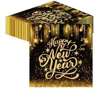 BUSCANDO Servilletas de Nochevieja doradas y negras, decoración de Nochevieja 2024, Happy New Year, Servilletas de Nochevieja, decoración de mesa de Nochevieja, accesorios para fiestas, decoración del