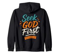 Buscar a Dios Primero Mateo 6 33 - Vintage Christian Faith Sudadera con Capucha
