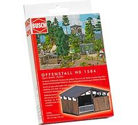 Busch-1584 Open Stable HO Structure Estructura del Modelo de Escala, Color Blanco, Medium (MODELS11 Inc 1584)