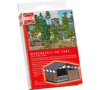 Busch-1584 Open Stable HO Structure Estructura del Modelo de Escala, Color Blanc