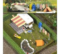 Busch 6023 - 1/87 / H0 Caravana Con Accesorios - Nueva